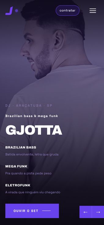 O mesmo site do GJOTTA visto em um celular.