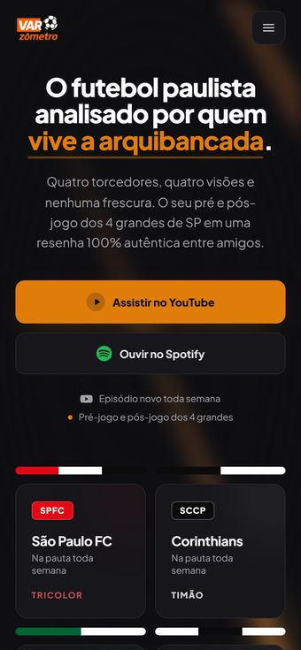 O mesmo site do VARzômetro visto em um celular.